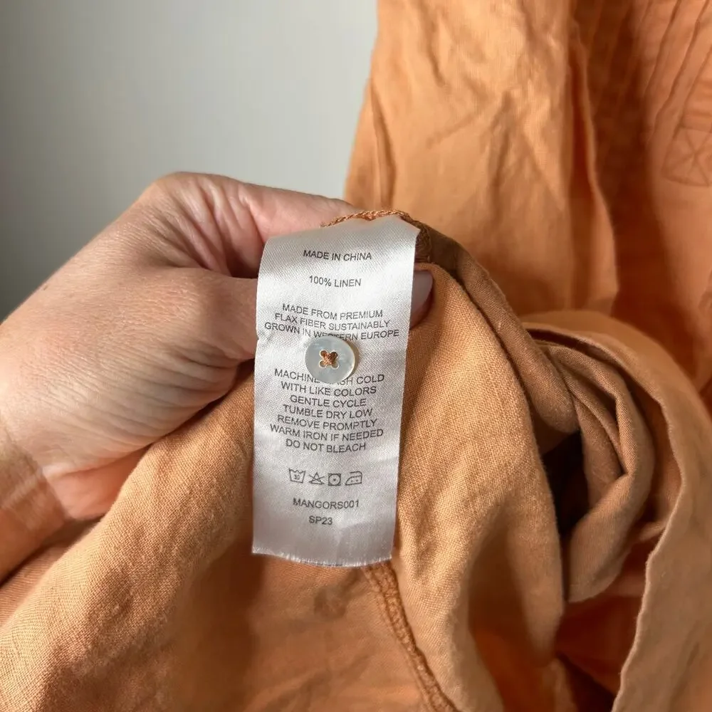 Quince 100% European Linen Sleeveless Swing Dress Terracota Orange - Picture 5 of 6